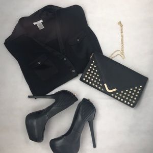 CACHE sheer black top